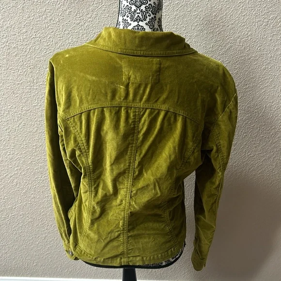 Live a Little Suede Jacket Womens M Button Front Green Fitted - Picture 3 of 9